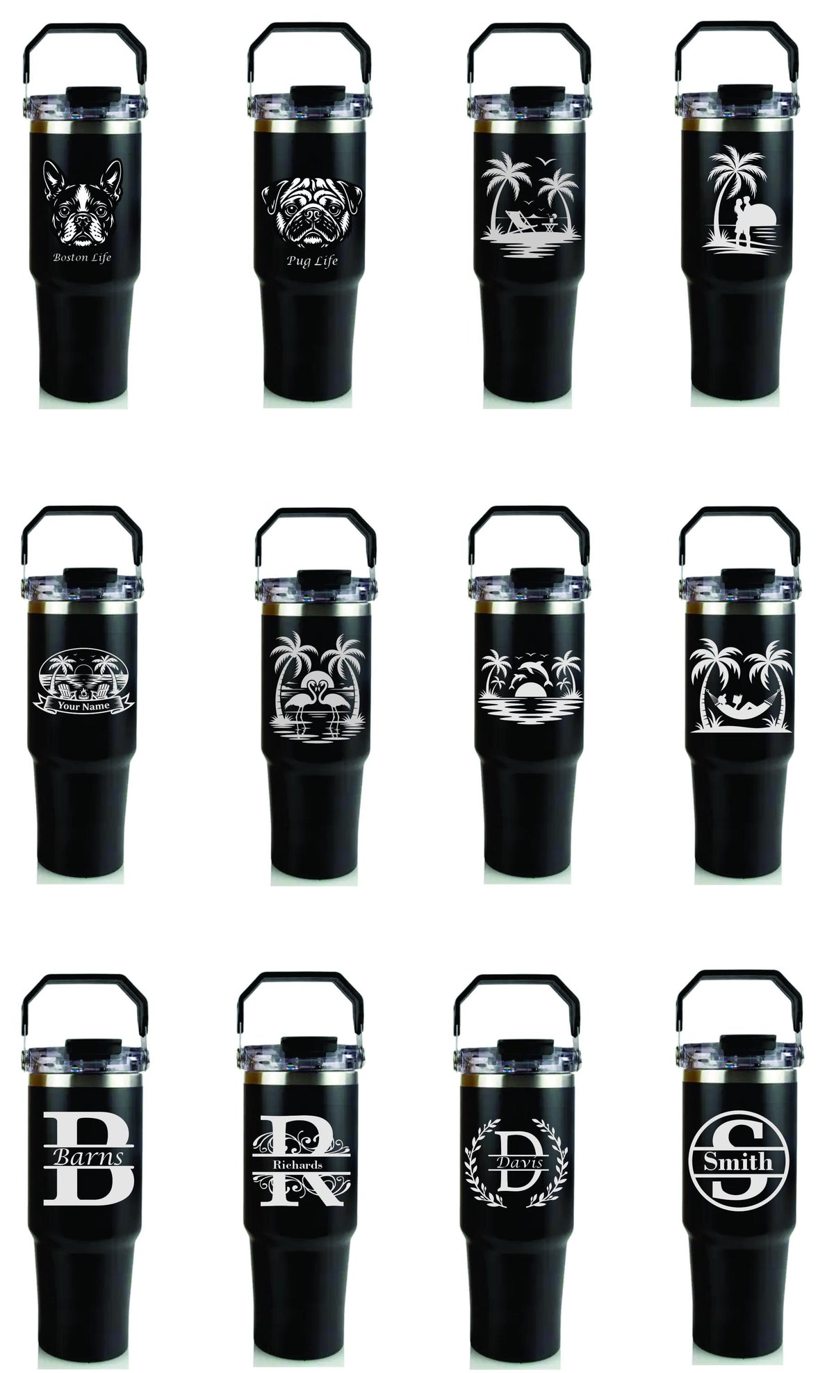 Personalized 30oz Insulated Tumbler | Tropical Beach Vacation Gift