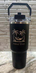 Personalized 30oz Insulated Tumbler | Tropical Beach Vacation Gift