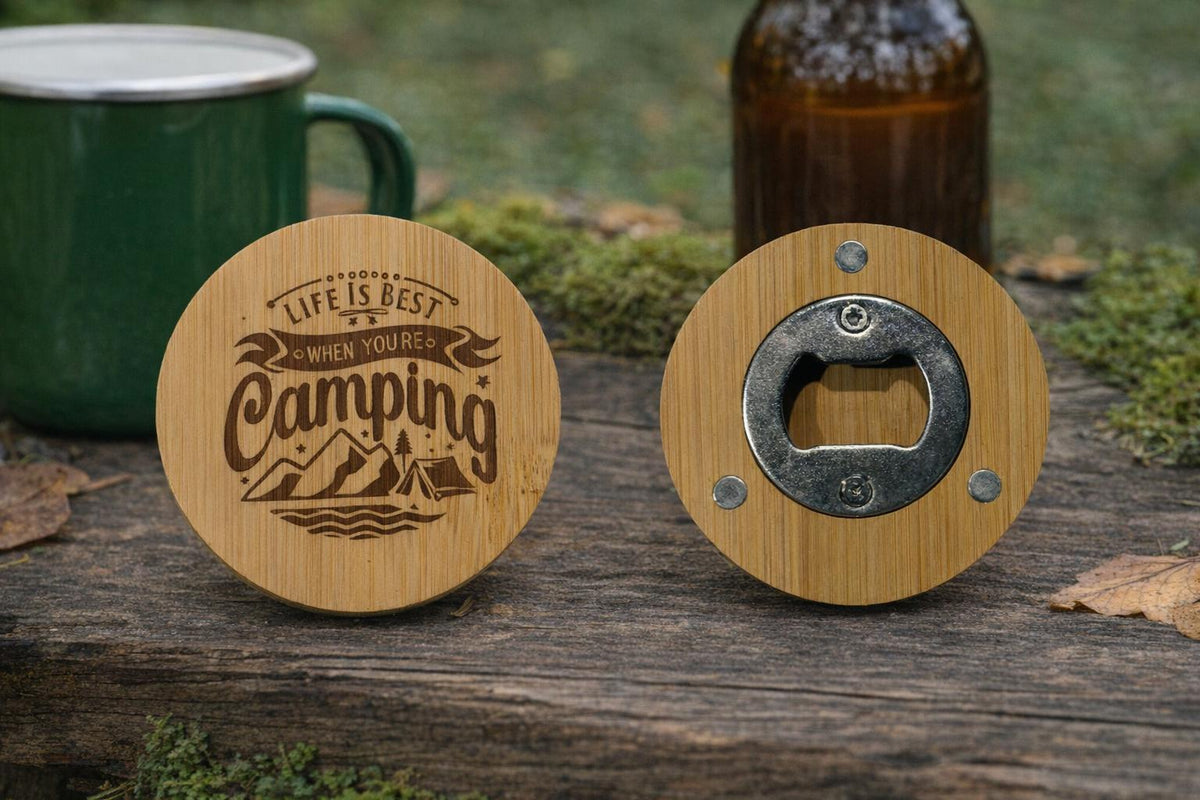 Personalized Wood Magnetic Bottle Opener | Custom Engraved Party Favor| Corporate Logo | Wholesale Pricing