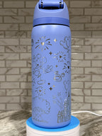 Personalized Magical Theme Park Inspired Owala Tumbler 32oz | Custom Name & Hometown Tag | Park Icons | Fireworks and Balloons