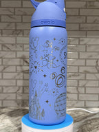 Personalized Magical Theme Park Inspired Owala Tumbler 32oz | Custom Name & Hometown Tag | Park Icons | Fireworks and Balloons