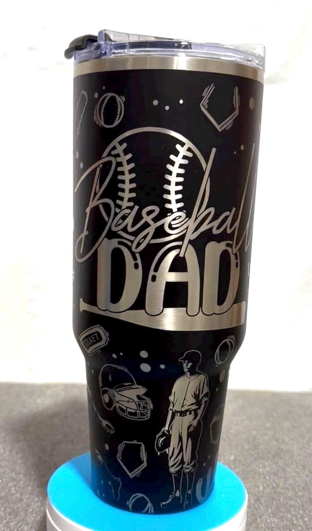 Baseball Dad Tumbler | Full Wrap 40 Oz Laser Engraved Cup | Baseball Dad Gift | Game Day Tumbler | Baseball Father