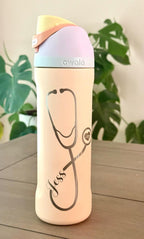 Personalized Nurse Owala Water Bottle | Custom Name Nurse Gift | Engraved Stethoscope Owala | RN Gift | Nursing Graduation | 24oz or 32oz