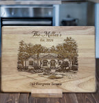 Custom House Portrait Cutting Board | Realtor Closing Gift | Housewarming | New Home | Wedding