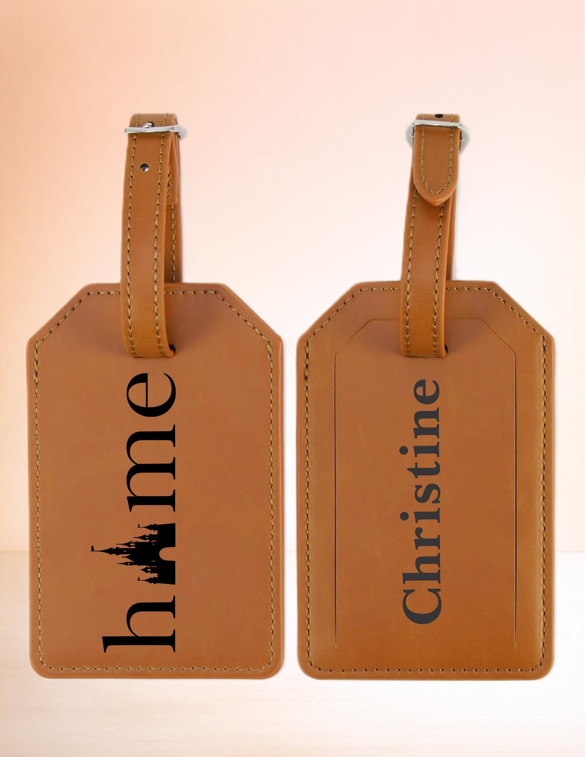 Magical Theme Park Personalized Bag Tag | Vegan Leather | Stroller Tag | Castle, Character, Carriage