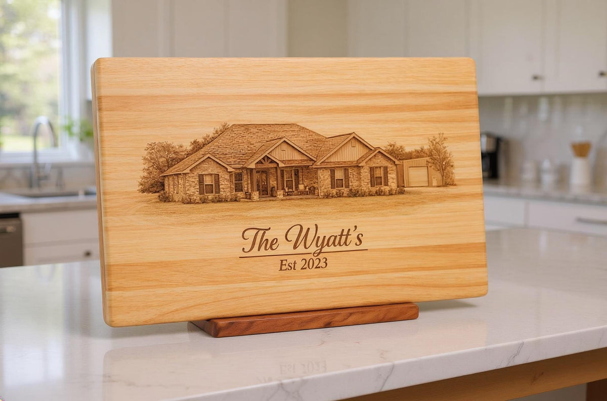 Custom House Portrait Cutting Board | Realtor Closing Gift | Housewarming | New Home | Wedding