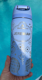Personalized Magical Theme Park Inspired Owala Tumbler 32oz | Custom Name & Hometown Tag | Park Icons | Fireworks and Balloons