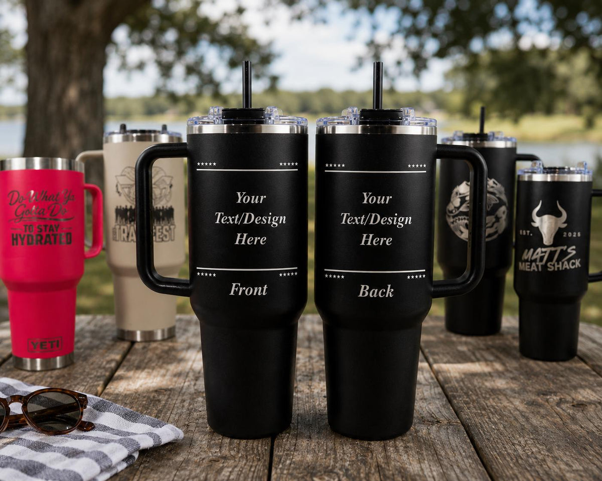 Custom Engraved Tumbler 40oz | Personalized Tumbler with Logo or Text | Custom Logo Tumbler | Engraved Business Cup | Personalized Gift