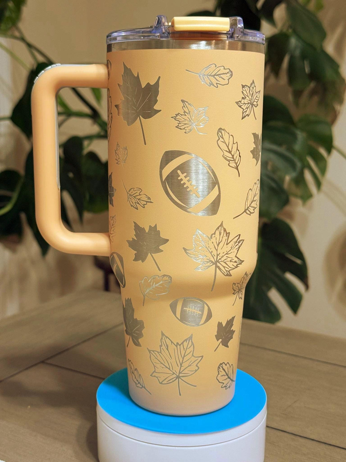 Fall Football Pumpkin Spice Season Laser Engraved 40 oz Wrap Tumbler