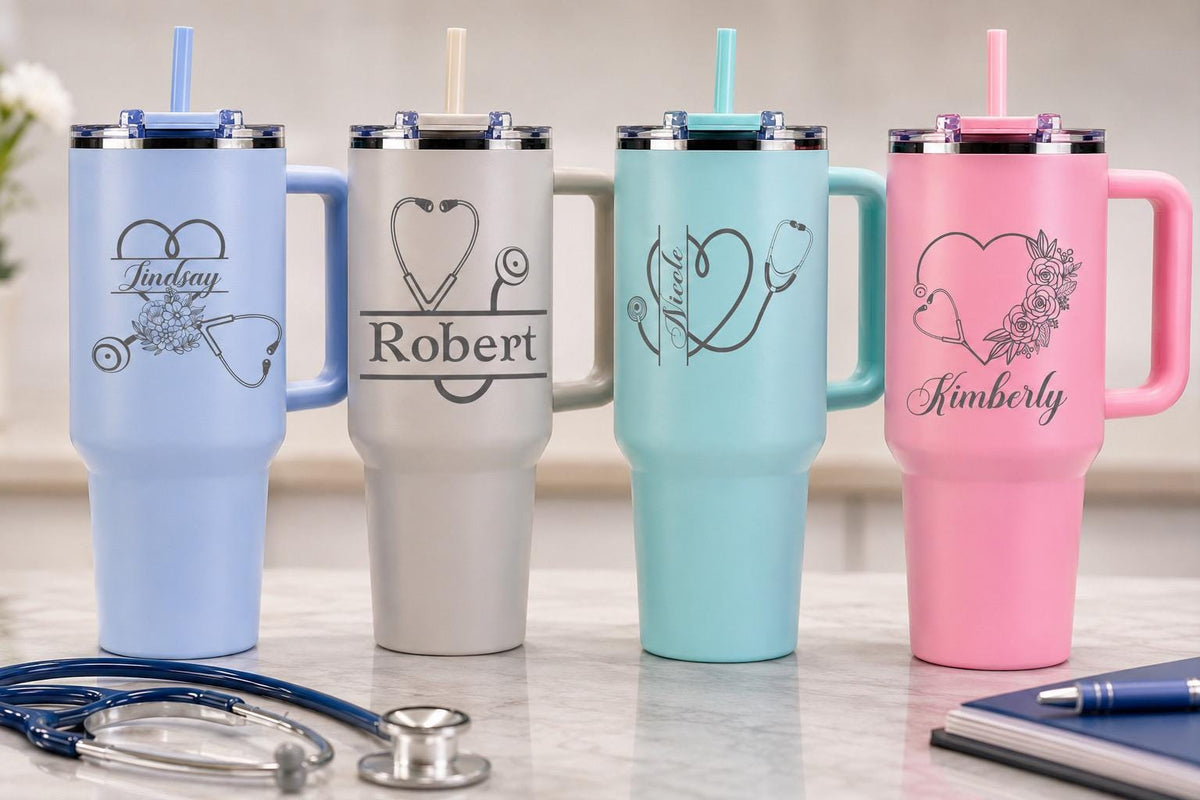 Personalized Nurse Doctor Stethoscope Tumbler | 32 or 40oz Laser Engraved Insulated Cup