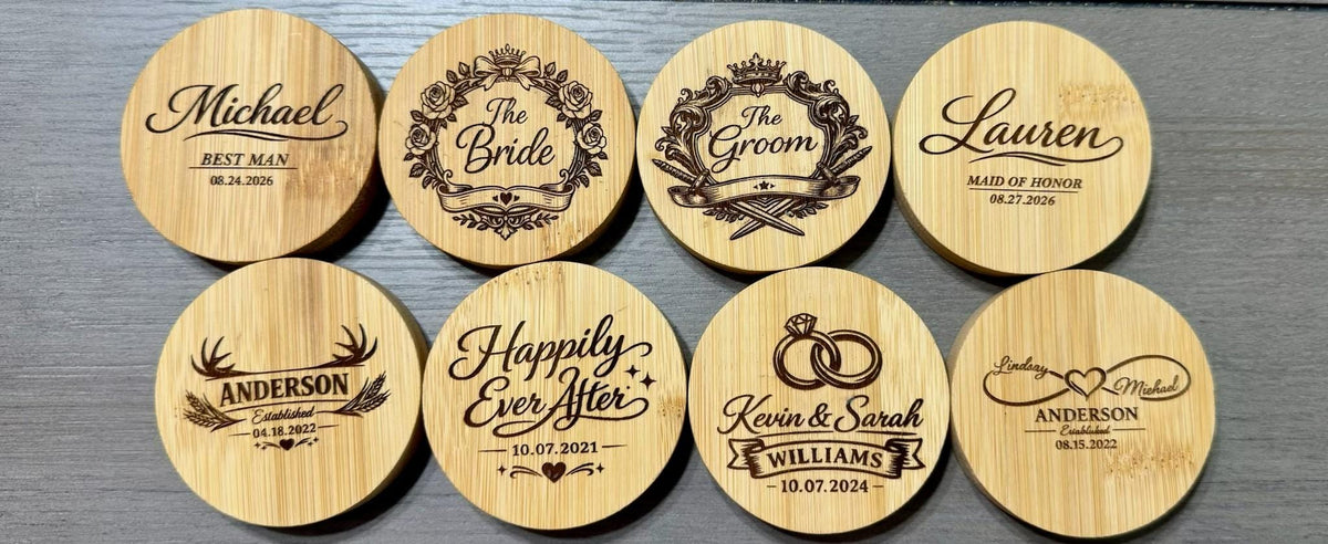 Wedding Monogram Bamboo Magnetic Bottle Openers | Party Favors | Guest Gifts | Create Your Own