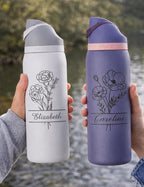 Birth Flower Owala Free Sip | 24, 32 or 40 oz Insulated Tumbler | Custom Drinkware