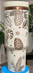 Christmas Tree Garland Tumbler | Full Wrap Laser Engraved (40 oz Hogg or 32 oz Owala)