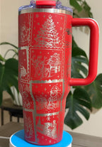 Christmas Stamp Tumbler | Full Wrap Laser Engraved | 40 oz Hogg or 32 oz Owala