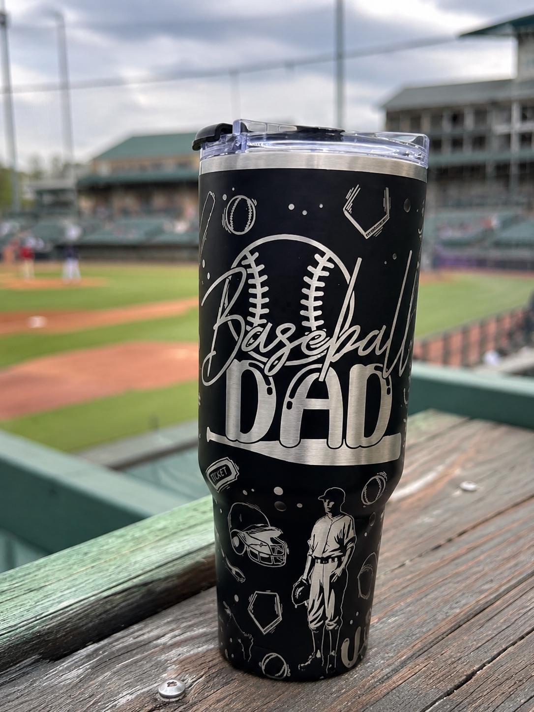 Baseball Dad Tumbler | Full Wrap 40 Oz Laser Engraved Cup | Baseball Dad Gift | Game Day Tumbler | Baseball Father