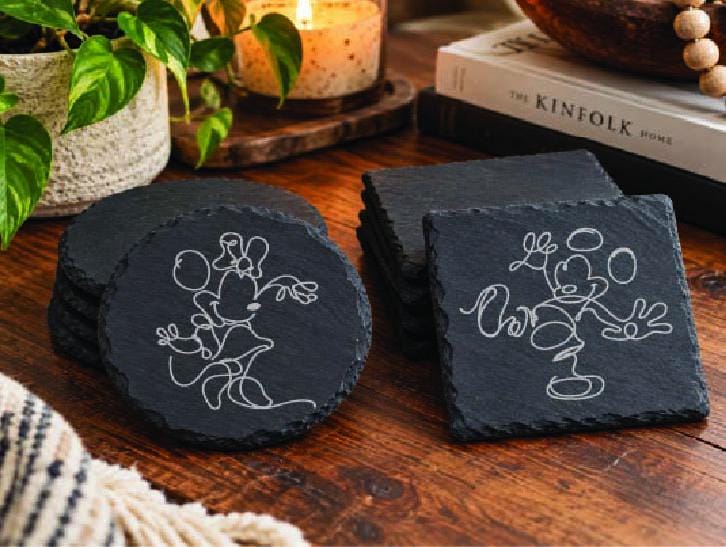 Theme Park Round and Slate Coaster Sets | Laser Engraved | Character or Icon Coaster