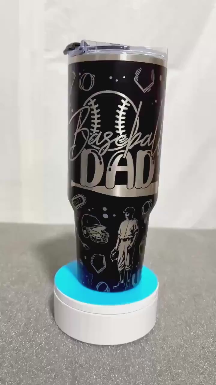 Baseball Dad Tumbler | Full Wrap 40 Oz Laser Engraved Cup | Baseball Dad Gift | Game Day Tumbler | Baseball Father